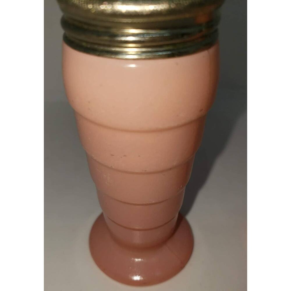 Vintage Pink Satin Milk Glass Salt and Pepper shakers in EUC - Picture 2 of 3
